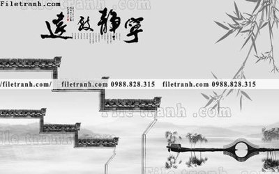 File gốc Phong canh thuy mac Trung Quoc 432 (in lụa) tranh phong thủy