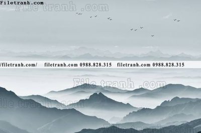 File tranh Phong canh thuy mac Trung Quoc 442 (gốc) in vải canvas