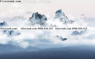 File tranh Phong canh thuy mac Trung Quoc 445 (bản gốc) treo tường