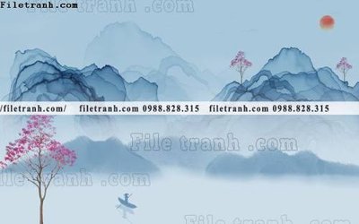 Hình ảnh file gốc in trần nhà Phong canh thuy mac Trung Quoc 466