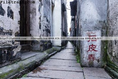 Tải file gốc in lụa Phong canh toa nha co Zhang Jiangnan 136 siêu nét