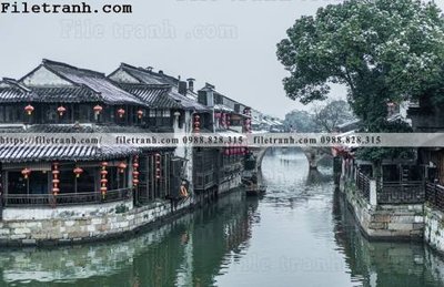 File tranh gốc Phong canh toa nha co Zhang Jiangnan 156 (bản quyền) độc đáo