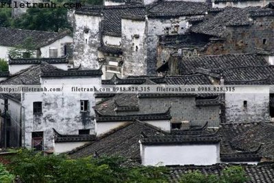 File gốc Phong canh toa nha co Zhang Jiangnan 171 (in lụa) tranh phong thủy