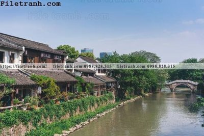 File tranh Phong canh toa nha co Zhang Jiangnan 239 (bản gốc) treo phòng ăn