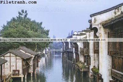 Ảnh gốc file in lụa Phong canh toa nha co Zhang Jiangnan 251 chi tiết