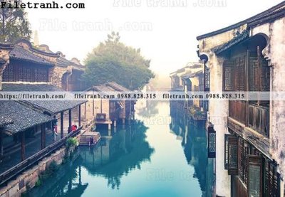 File tranh trang trí Phong canh toa nha co Zhang Jiangnan 252 (file gốc)