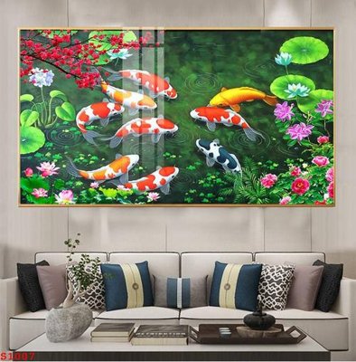 Mua file gốc Tranh cửu ngư quần hội sen cá S1007 (PSD) tại Filetranh.com