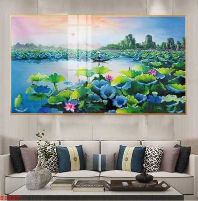 File tranh trang trí Tranh cửu ngư quần hội sen cá S1027 (file gốc)