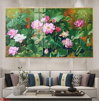 File gốc Tranh cửu ngư quần hội sen cá S1050 (Filetranh.com) Tranh cửu ngư quần hội sen cá S1050