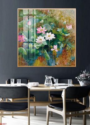 File ảnh Tranh cửu ngư quần hội sen cá S1057 (gốc) in standee