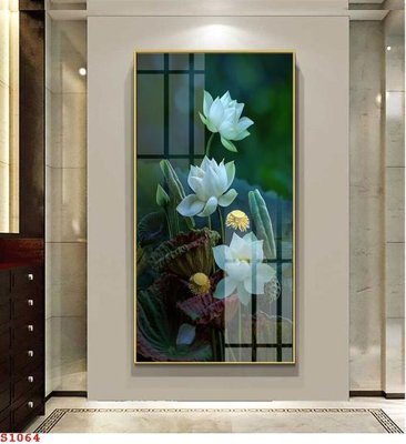 File gốc Tranh cửu ngư quần hội sen cá S1064 (in mica) làm bảng hiệu