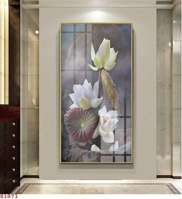 File gốc in mica Tranh cửu ngư quần hội sen cá S1071 chất lượng