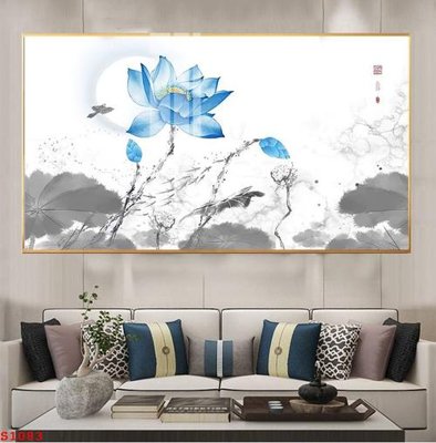 Ảnh gốc Tranh cửu ngư quần hội sen cá S1083 (nét căng) in mica