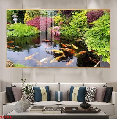 File gốc in ấn Tranh cửu ngư quần hội sen cá S1104 độ phân giải cao