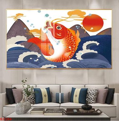 Download file gốc Tranh cửu ngư quần hội sen cá S1106 (in lụa) cao cấp