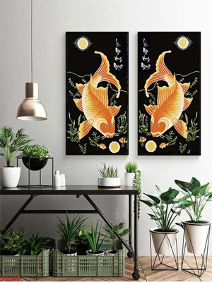 Download file Tranh cửu ngư quần hội sen cá S1107 (chất lượng in ấn)