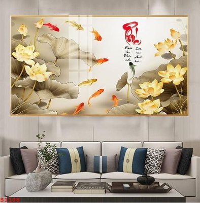 File PSD Tranh cửu ngư quần hội sen cá S1108 (bản gốc) đã tách nền