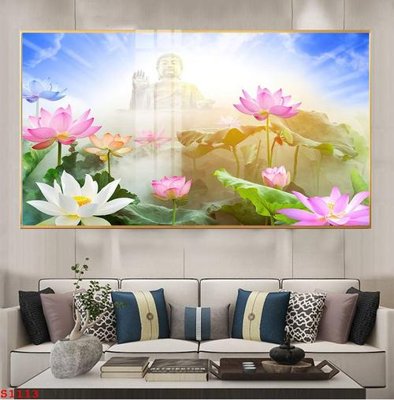 File gốc Tranh cửu ngư quần hội sen cá S1113 (in lụa) cao cấp