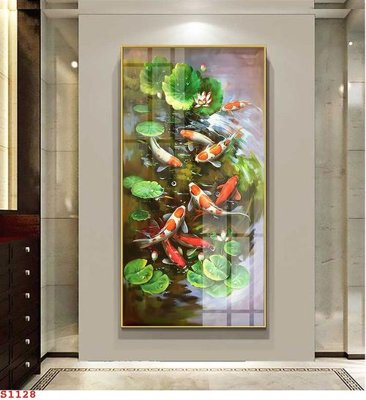 File tranh quảng cáo Tranh cửu ngư quần hội sen cá S1128 (download file gốc)