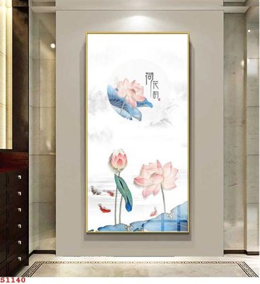 Hình ảnh gốc Tranh cửu ngư quần hội sen cá S1140 (để in khổ lớn)