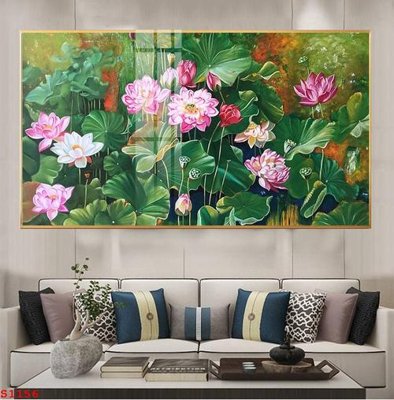 File gốc Tranh cửu ngư quần hội sen cá S1156 (in lụa) tranh mã đáo