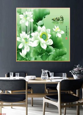 File in trần Tranh cửu ngư quần hội sen cá S1162 (bản gốc) hoa văn