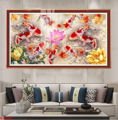 Tệp tin gốc Tranh cửu ngư quần hội sen cá S1189 (dùng cho in ấn) chuyên nghiệp