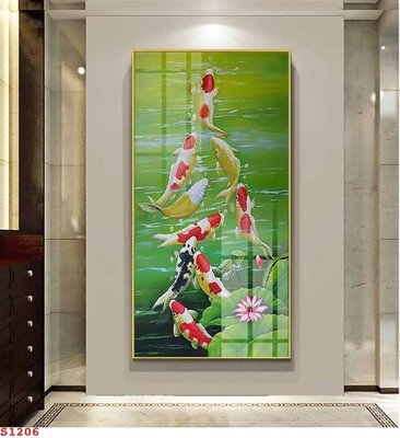 Tải file gốc Tranh cửu ngư quần hội sen cá S1206 (để in lụa)