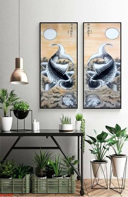 Tải file Tranh cửu ngư quần hội sen cá S1220 (PSD) cho in ấn quảng cáo