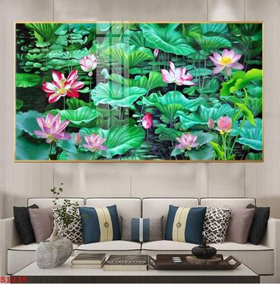 File gốc Tranh cửu ngư quần hội sen cá S1235 (in mica) cắt laser