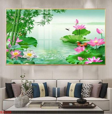 Download file gốc Tranh cửu ngư quần hội sen cá S1239 (độ nét cao)