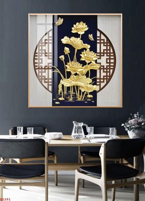 File gốc Tranh cửu ngư quần hội sen cá S1291 (trang trí) phòng làm việc