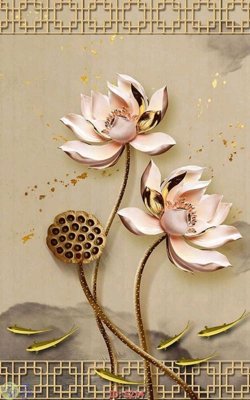 Tải file Tranh cửu ngư quần hội sen cá S214 (gốc) chủ đề phong thủy