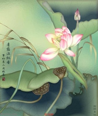 File PSD Tranh cửu ngư quần hội sen cá S230 (gốc) cho designer