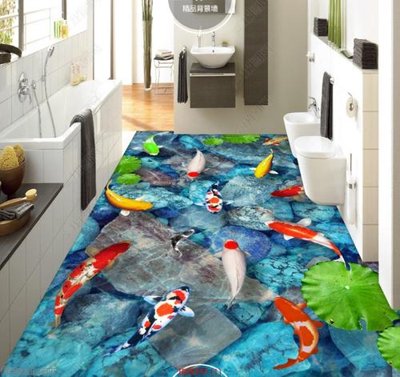 File ảnh Tranh cửu ngư quần hội sen cá S247 (gốc) in decal dán tường