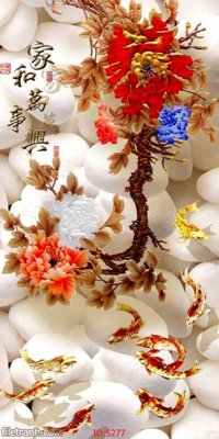 Tải file Tranh cửu ngư quần hội sen cá S277 (ảnh gốc) in gạch men