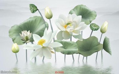 Download file Tranh cửu ngư quần hội sen cá S295 (chuẩn in) chất lượng cao