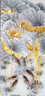 Chi tiết file ảnh Tranh cửu ngư quần hội sen cá S29 sắc nét