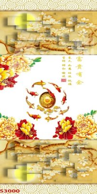 Tải file Tranh hoa sen cá cửu ngư quần hội S3000 (PSD) cho in tranh kính