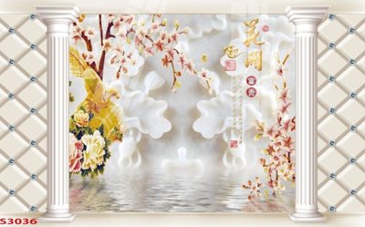 File in lụa Tranh hoa sen cá cửu ngư quần hội S3036 (chất lượng cao) Tranh hoa sen cá cửu ngư quần hội S3036