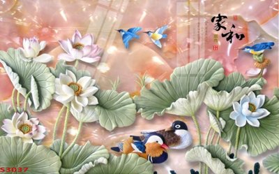 Tải file gốc Tranh hoa sen cá cửu ngư quần hội S3037 dùng cho in ấn