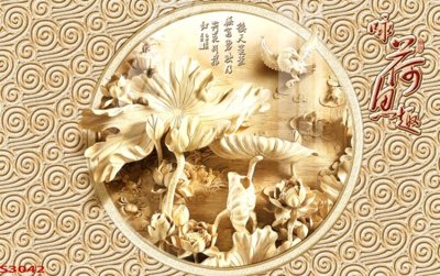 Download file gốc Tranh hoa sen cá cửu ngư quần hội S3042 (in lụa) tranh 3D