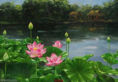 Tải file Tranh cửu ngư quần hội sen cá S308 (ảnh gốc) in tranh kính