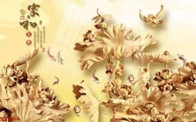 File gốc Tranh hoa sen cá cửu ngư quần hội S3084 (ảnh chi tiết) để in lụa