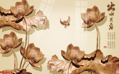 File ảnh Tranh hoa sen cá cửu ngư quần hội S3085 (gốc) in poster