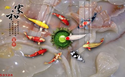 Download file Tranh hoa sen cá cửu ngư quần hội S3124 (gốc) in mica bàn thờ