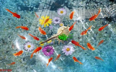 File gốc Tranh hoa sen cá cửu ngư quần hội S3126 (ảnh chi tiết) để in trần