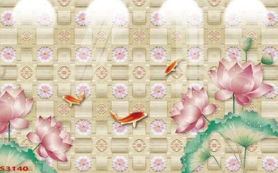 File in ấn chuyên nghiệp Tranh hoa sen cá cửu ngư quần hội S3140 (file gốc)