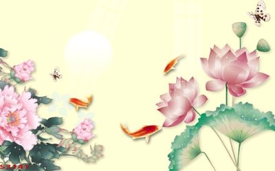Download file Tranh hoa sen cá cửu ngư quần hội S3141 (gốc) in mica đèn LED