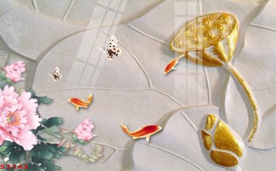 Download file gốc Tranh hoa sen cá cửu ngư quần hội S3143 (in mica) trong suốt